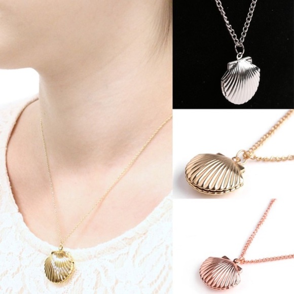 Kathrono Jewelry - 🐚 Awesome Metallic Sea Shell Photo Locket Available In Gold Rose Gold Or Silver